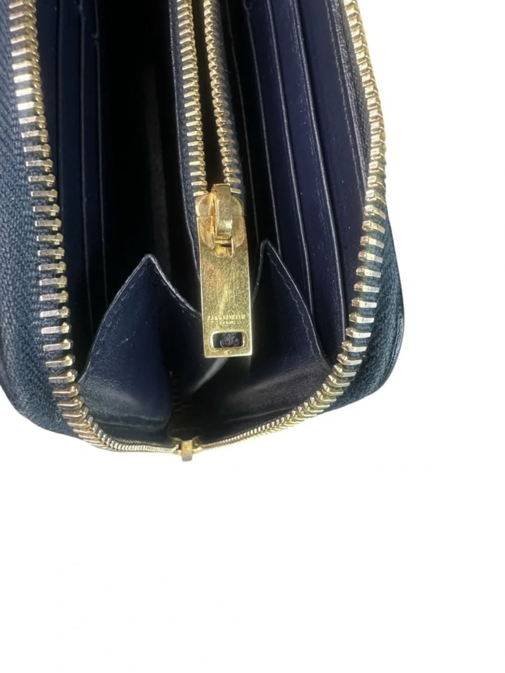 Yves Saint Laurent Navy Croc-Embossed Zip Wallet with Gold YSL Emblem - Picture 8 of 11